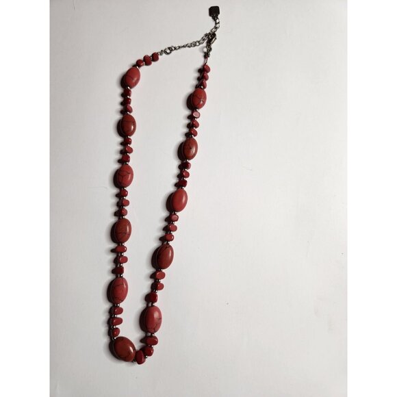 Red Beaded Necklace Lobster Clasp Chaps southwest womens jewelry - Picture 2 of 5